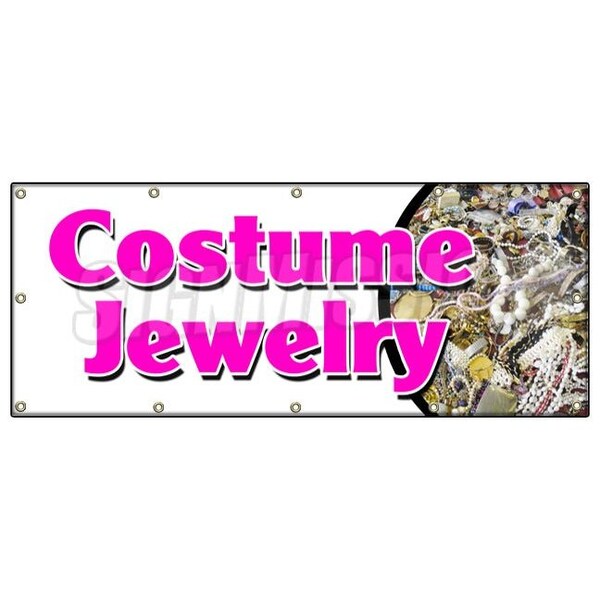 Signmission COSTUME JEWELRY BANNER SIGN bracelet earrings necklace watches silver B-120 Costume Jewelry - main